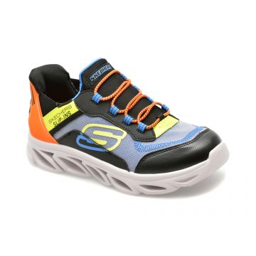 Pantofi SKECHERS negri, FLEX GLIDE, din piele ecologica