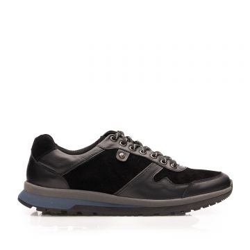 Pantofi sport bărbați din piele naturală, Leofex - Mostră 670 Negru Box Velur