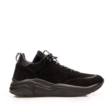 Pantofi sport damă din piele naturală, Leofex - Mostră 239 Negru velur