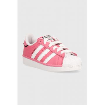 adidas Originals teniși din piele copii SUPERSTAR culoarea roz