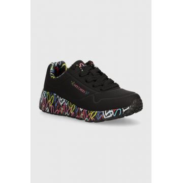 Skechers sneakers pentru copii UNO LITE LOVELY LUV culoarea negru, 314976L/BKMT