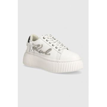 Karl Lagerfeld sneakers din piele KREEPER culoarea alb, KL42372G