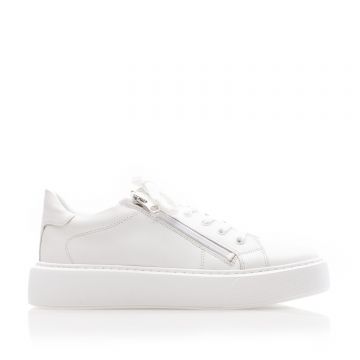 Sneakers damă din piele naturală, Leofex - 077 Alb Box