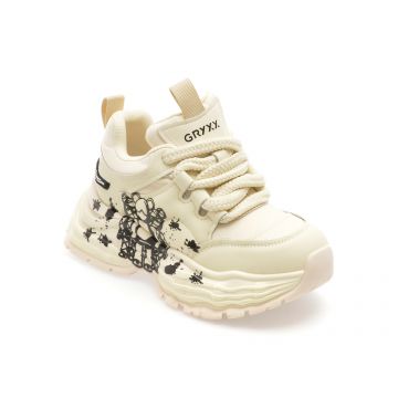 Pantofi sport GRYXX albi, 80292, din material textil si piele naturala