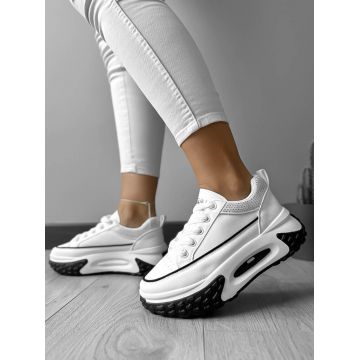 Adidasi dama casual albi cu negru B2408 T52-3