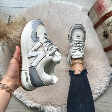 Adidasi dama casual albi cu gri 2532