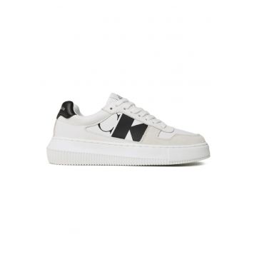 Pantofi sport  pentru Femei - chunky cupsole laceup mix lth wn - YW0YW01046-YBR - Alb