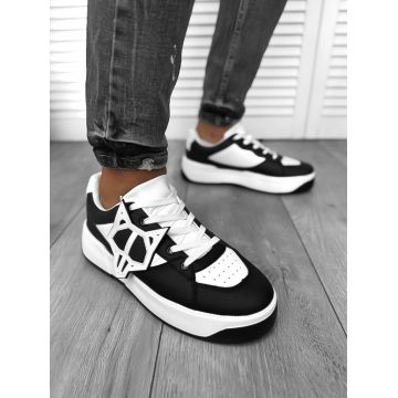 Adidasi barbati casual  albi cu negru 080