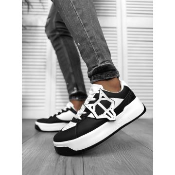 Adidasi barbati casual   albi cu negru 080