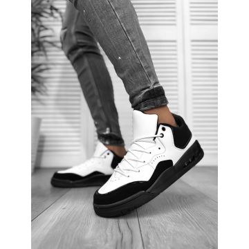 Adidasi barbati casual  albi cu negru 5919