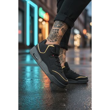 Adidasi barbati casual  negru cu auriu 5919   T51-3