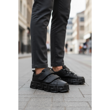 Adidasi barbati VSC Greca negri  cu arici 092  T2-4 Adidasi barbati VSC Greca negri  cu arici 092  T2-4