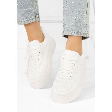 Sneakers cu platforma Cecila albi