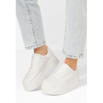 Sneakers cu platformă Mallena albi