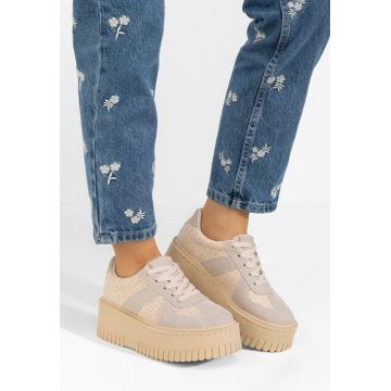 Sneakers cu platformă Michele bej