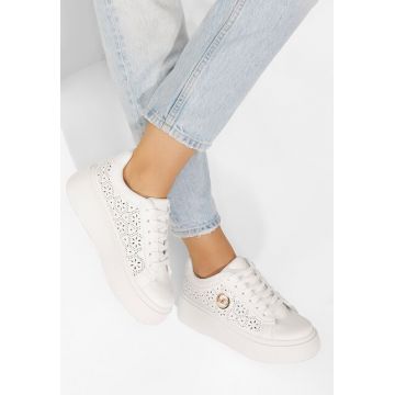 Sneakers cu platforma Nidya albi