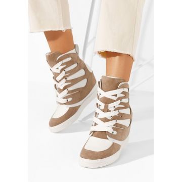 Sneakers dama cu platforma ascunsa Kaia kaki