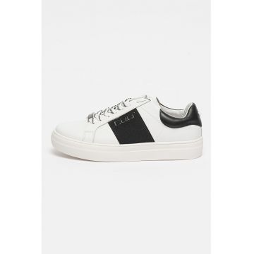 Pantofi sport din piele cu garnituri din material textil Lemmy - Alb/Negru