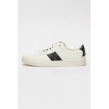 Pantofi sport din piele ecologica cu segmente cu model monograma