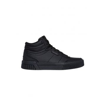Pantofi sport high-top de piele ecologica - Negru