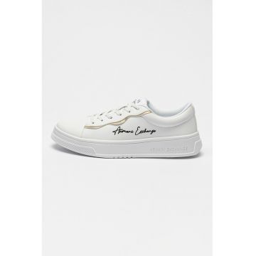 Pantofi sport de piele ecologica cu logo