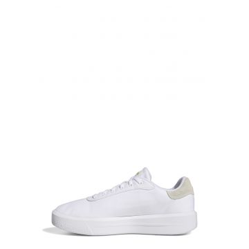 Pantofi sport flatform de panza cu garnitura de piele intoarsa ecologica Court - Alb