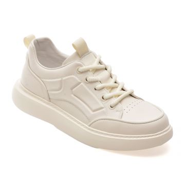 Pantofi sport EPICA albi, 82013, din piele naturala