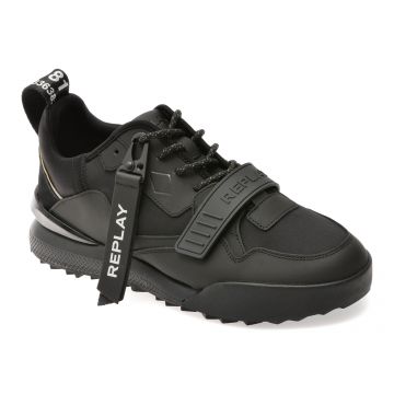 Pantofi sport REPLAY negri, MS8L19L, din material textil si piele naturala