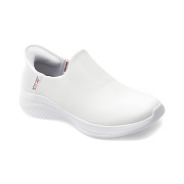 Pantofi sport SKECHERS albi, ULTRA FLEX 3.0, din piele naturala