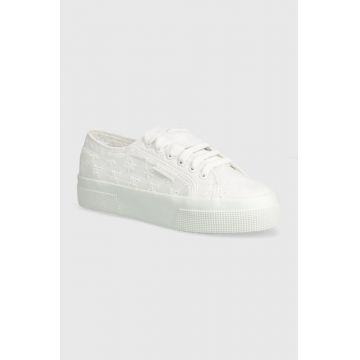 Superga tenisi 2740 FLOWER SANGALLO femei, culoarea alb, S2148KW