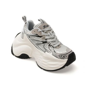 Pantofi sport BASLS argintii, A666, din material textil