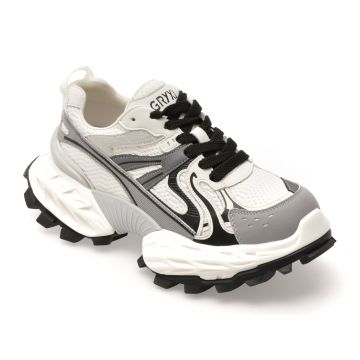 Pantofi sport GRYXX albi, 8859, din piele ecologica