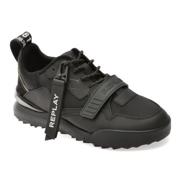 Pantofi sport REPLAY negri, MS8L19L, din material textil si piele naturala