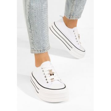 Tenisi cu platformă Serava albi