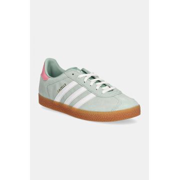 adidas Originals sneakers de piele întoarsă pentru copii GAZELLE culoarea verde, IG9152