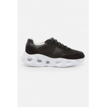 Pantofi sport cu detalii de piele si piele intoarsa