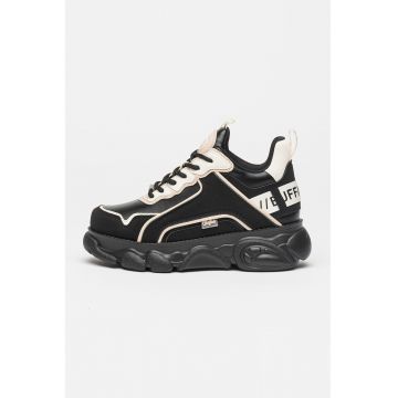 Pantofi sport de piele ecologica cu logo