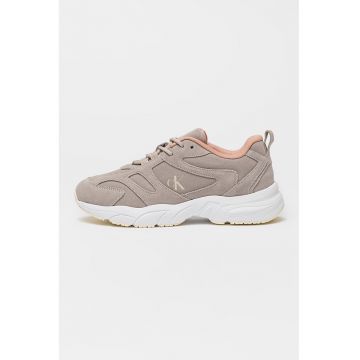 Pantofi sport demi-wedge din piele intoarsa