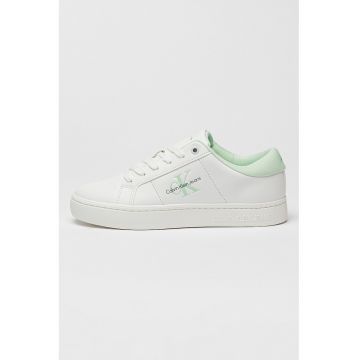 Pantofi sport din piele si piele ecologica cu logo in lateral