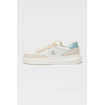 Pantofi sport wedge cu garnituri din piele