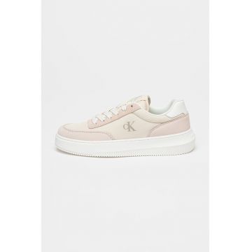 Pantofi sport wedge cu garnituri din piele