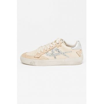 Pantofi sport de piele cu detaliu stralucitor