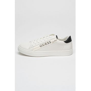 Pantofi sport de piele ecologica cu logo si fermoar