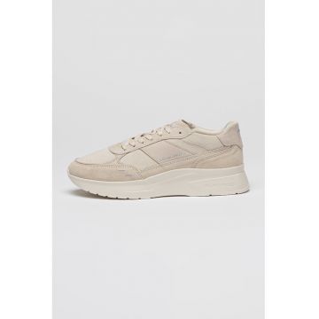 Pantofi sport de piele nabuc si piele intoarsa cu logo