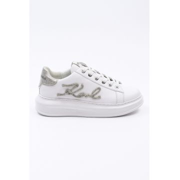 Pantofi sport din pieke cu logo stralucitor