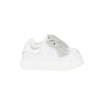 Pantofi sport din piele cu aplicatii cu funda