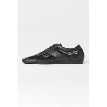 Pantofi sport din piele cu insertii din plasa