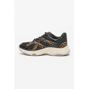 Pantofi sport din piele cu insertii din plasa - Leo
