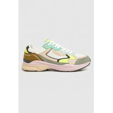 Pantofi sport din piele ecologica cu garnituri din piele intoarsa si material textil