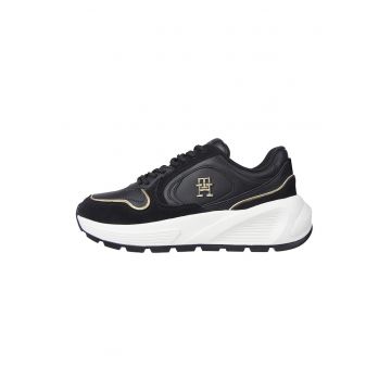 Pantofi sport de piele cu garnituri de piele intoarsa